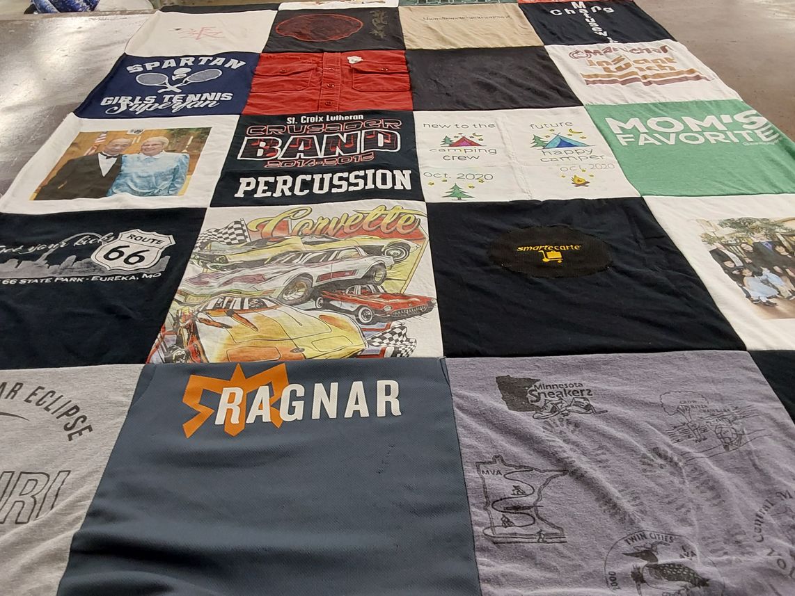 T-shirt quilt from st. croix lutheran school by Ruth from MN