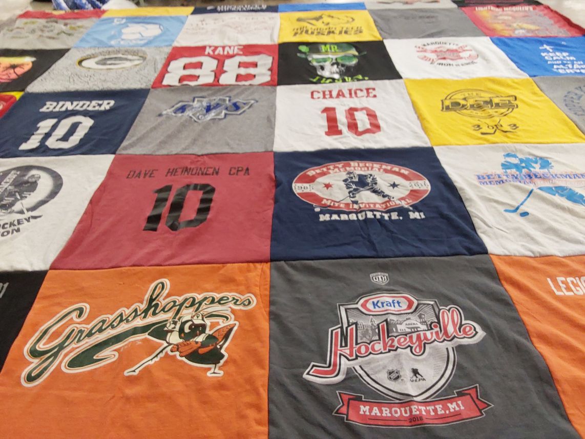 T-shirt quilt featuring grasshoppers by Nicole from MI