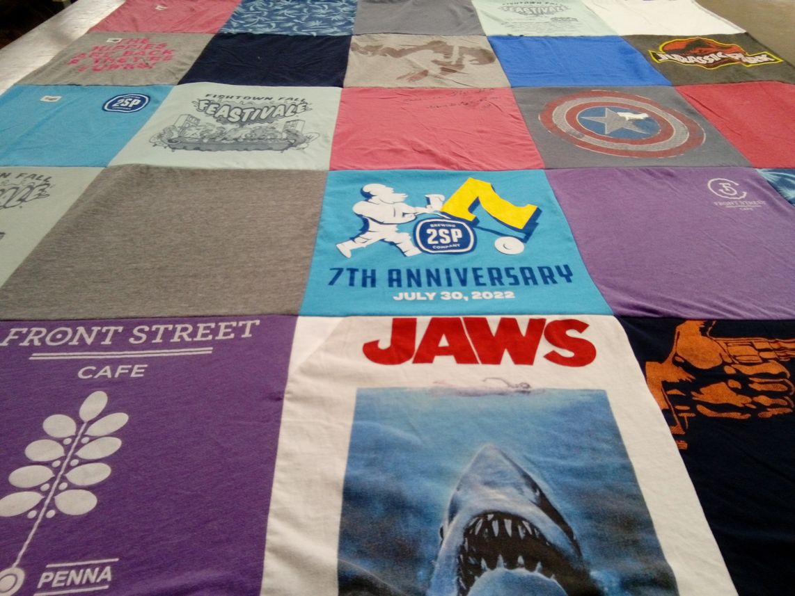 T-shirt quilt with movies, sports themes by Andrew from PA