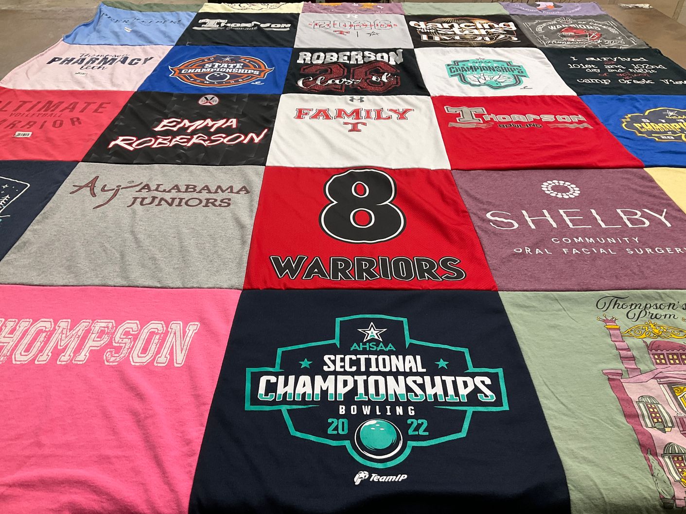 T-shirt quilt featuring warriors by Brittney from AL