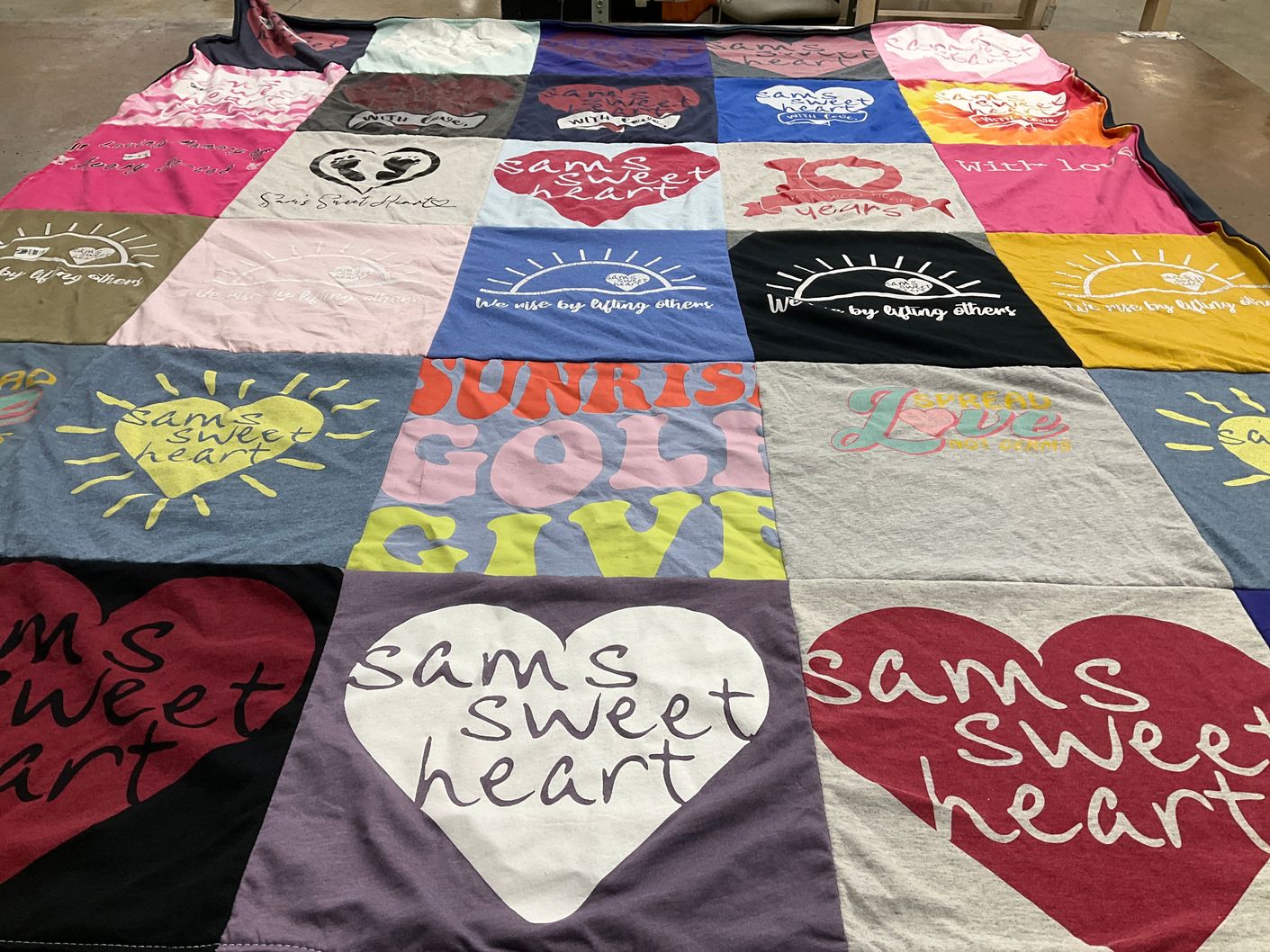 T-shirt quilt with charity, love themes by Justin from WI
