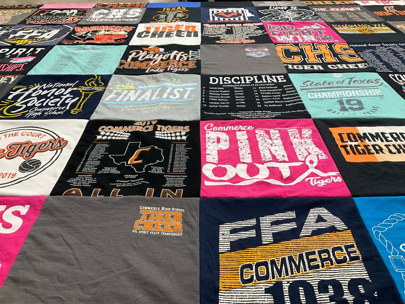 T-shirt quilt featuring commerce tigers by Tara from TX