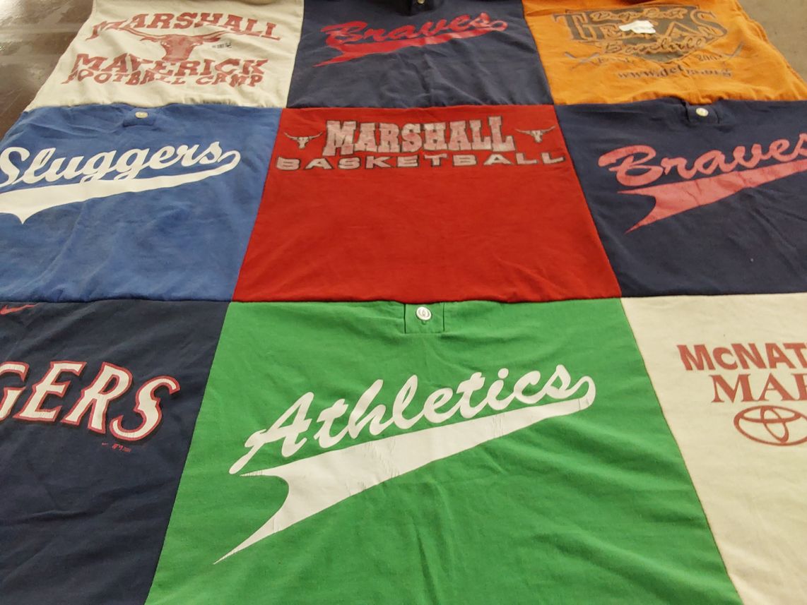 T-shirt quilt featuring braves, slugger by Paula from CO