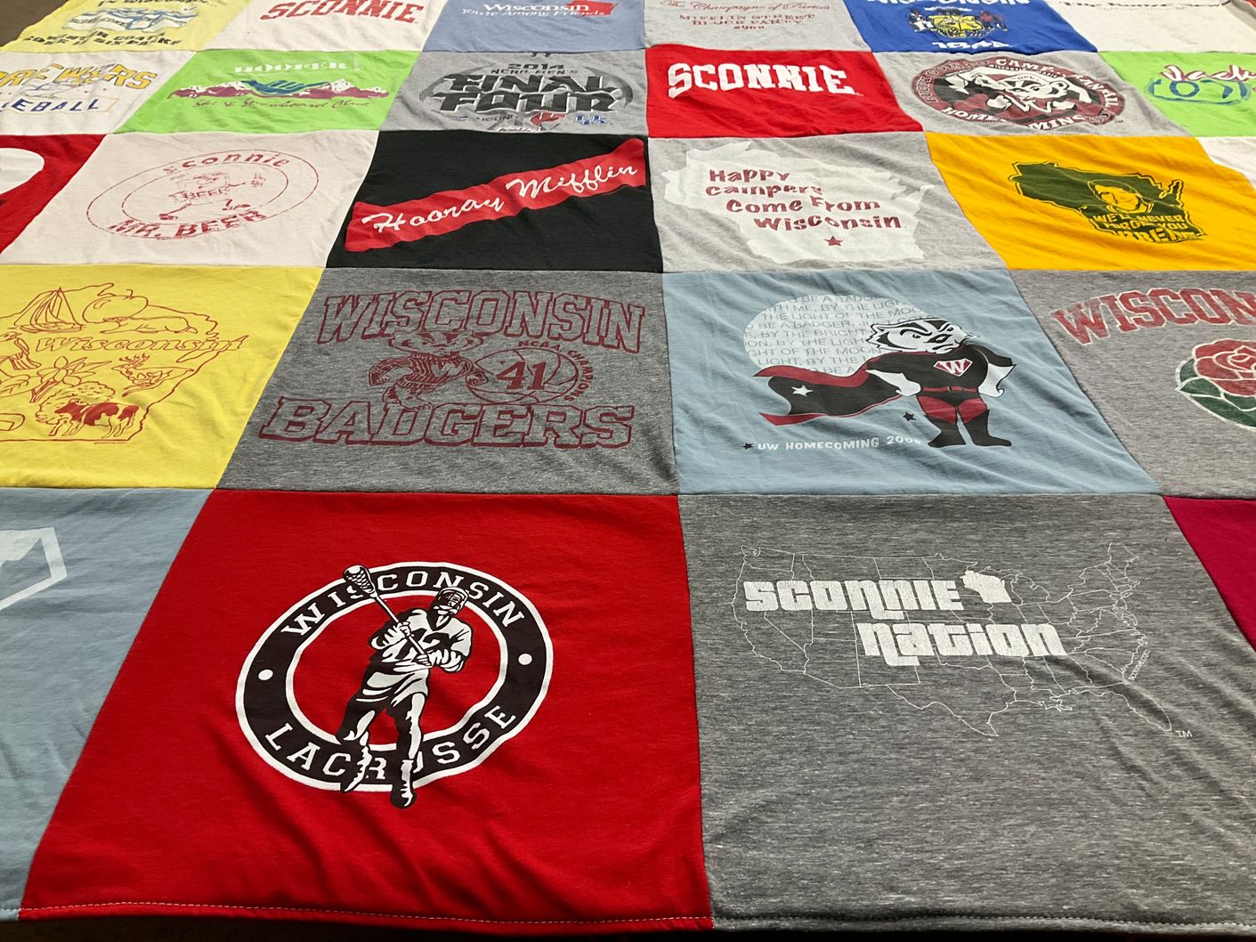 T-shirt quilt featuring wisconsin badgers by Jon from WI