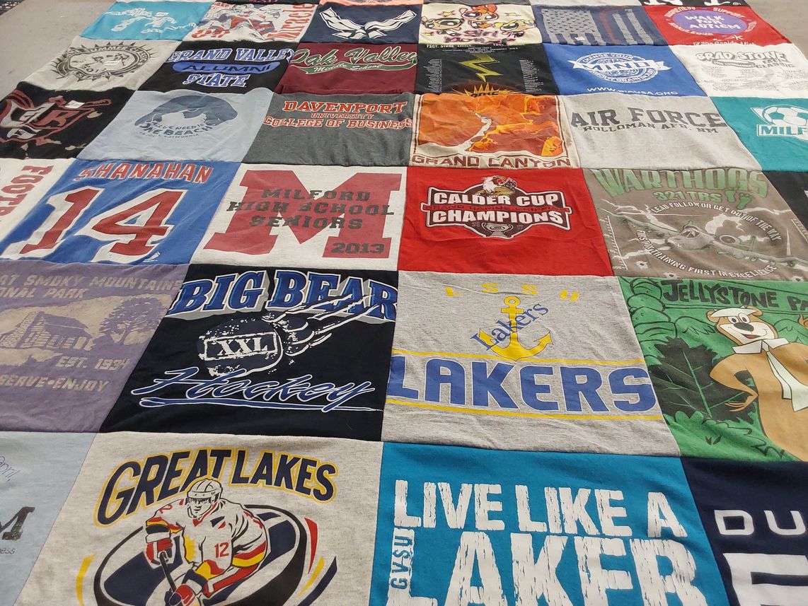 T-shirt quilt featuring laker hockey by Katie from MI