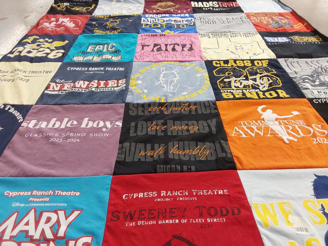 T-shirt quilt from cypress ranch high school by Arlene from TX