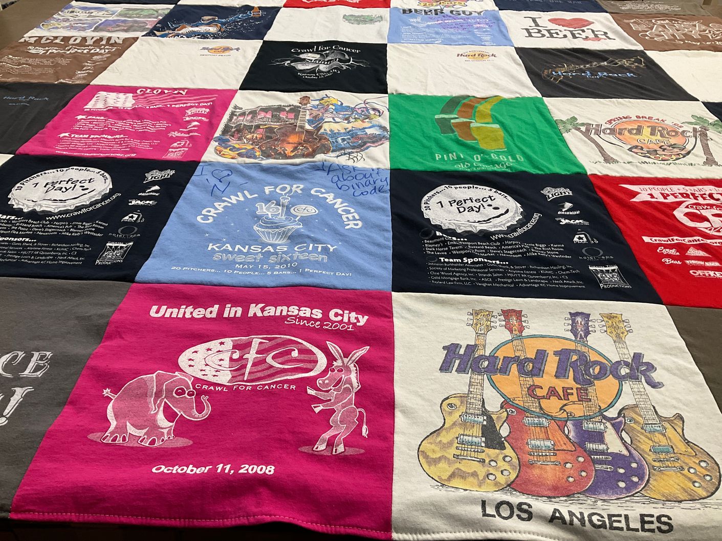 T-shirt quilt with fundraising, community themes by Jacob from KS