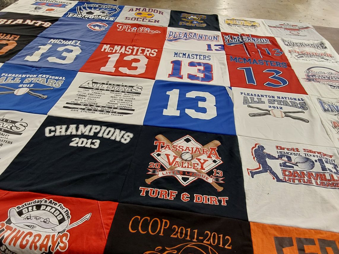 T-shirt quilt with baseball themes by Carmen from NV
