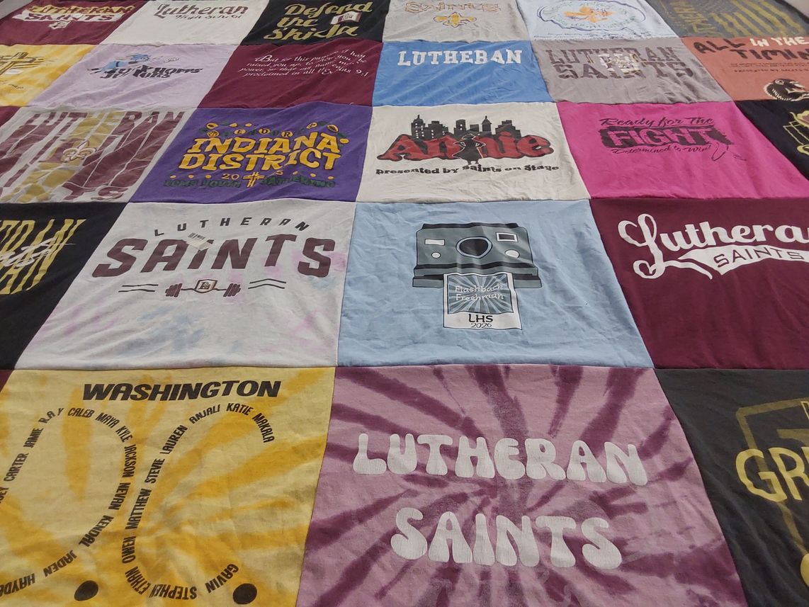 T-shirt quilt from lutheran high school by Kristi M from IN