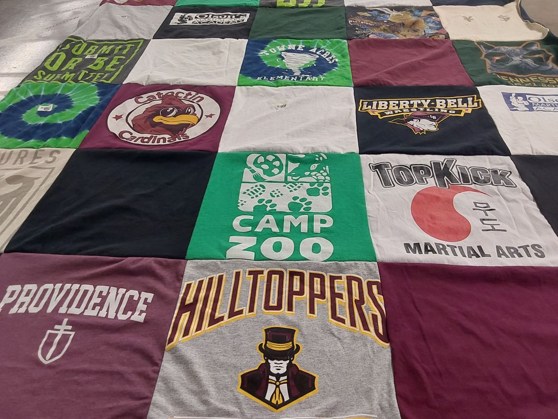 T-shirt quilt featuring hilltoppers, liberty bell wrestling by Jennifer from TN