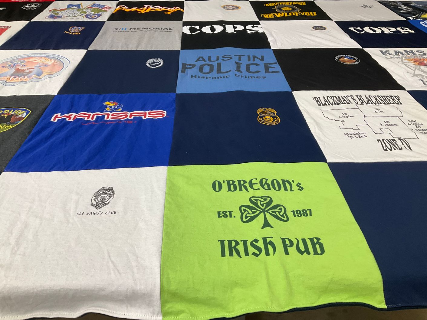T-shirt quilt from university of kansas by Chelsea from KS