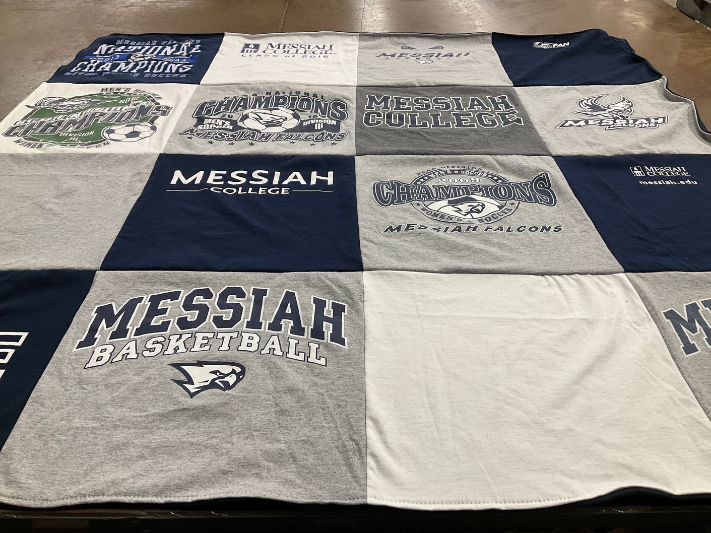 T-shirt quilt featuring messiah falcons basketball, messiah falcons soccer by Jennifer from PA