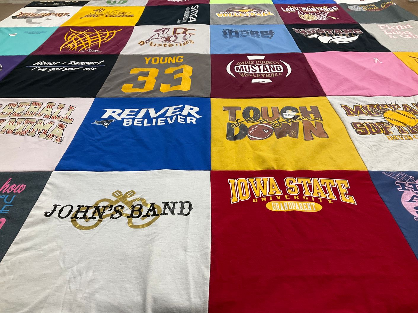 T-shirt quilt featuring davis county mustangs by Nancy from IA
