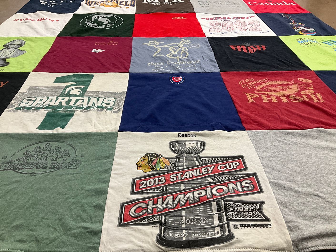 T-shirt quilt featuring chicago blackhawks by Mary from TN