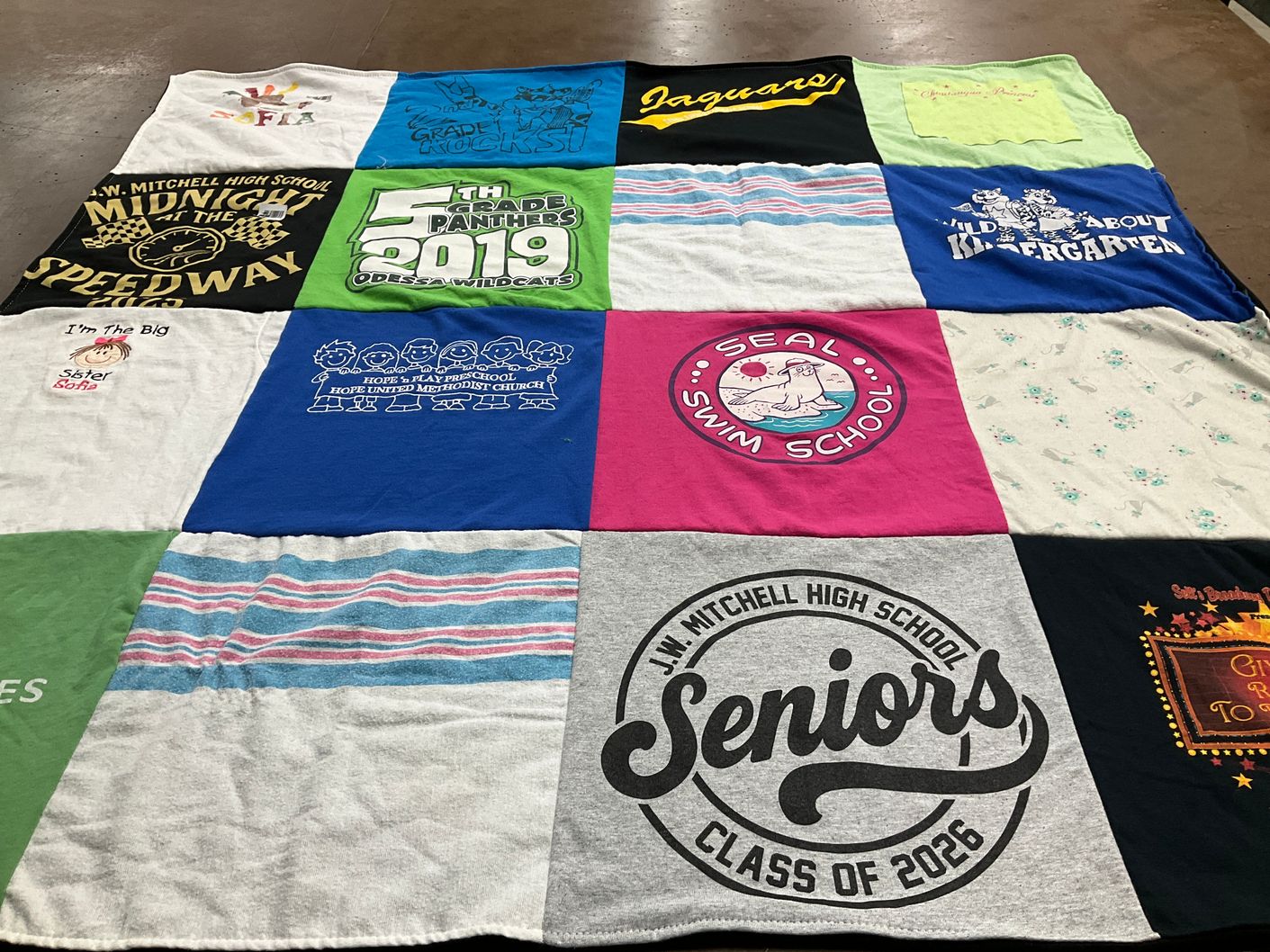 T-shirt quilt featuring odessa wildcats, panthers by Erin from FL