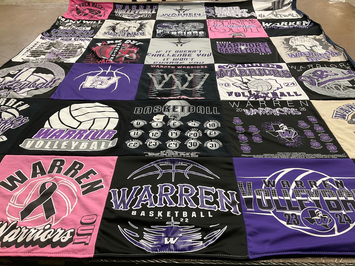 T-shirt quilt featuring warren high school basketball, warren high school volleyball by Darrin from TX