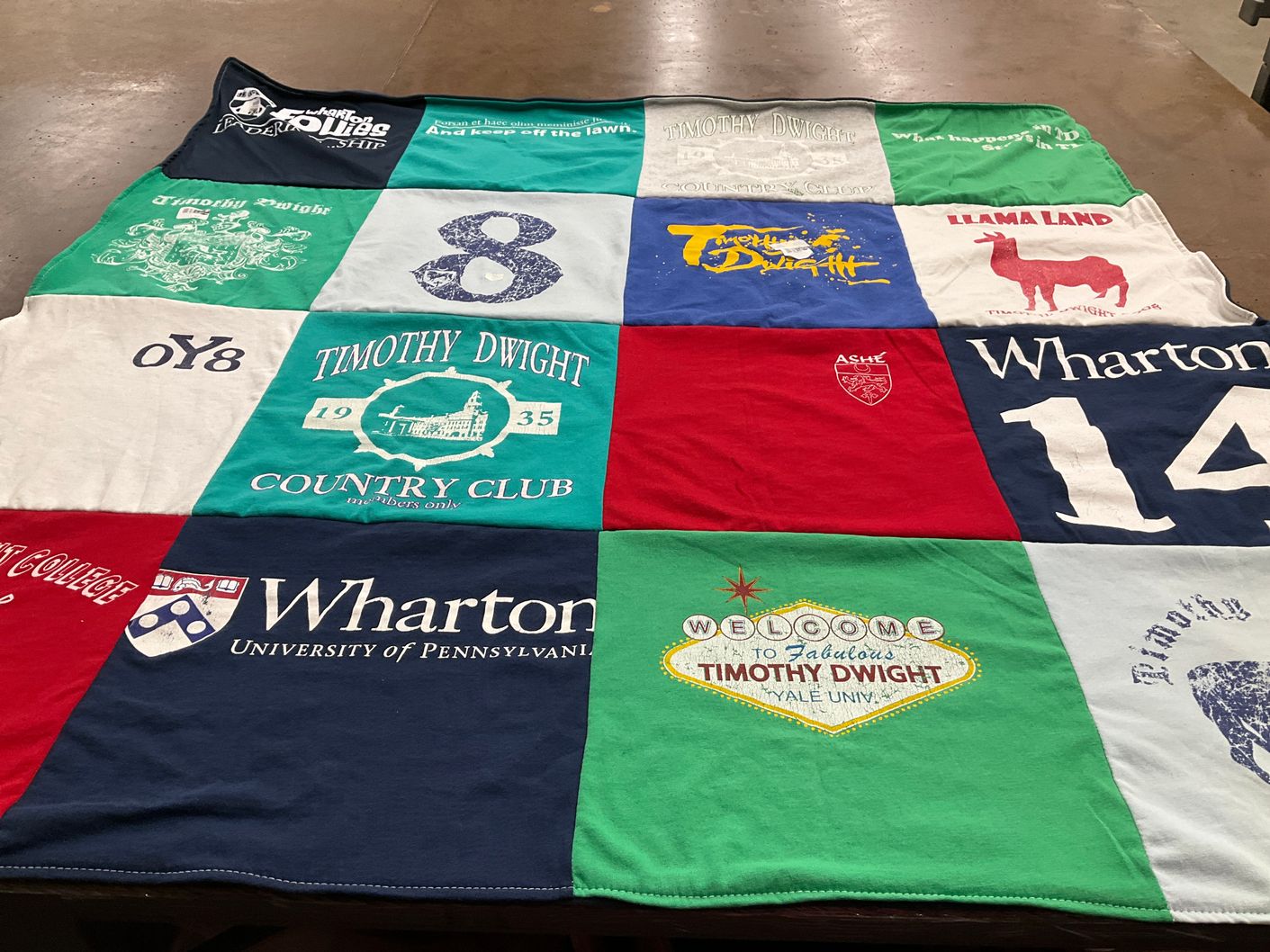 T-shirt quilt from wharton university of pennsylvania, timothy dwight college by Chetan from MA