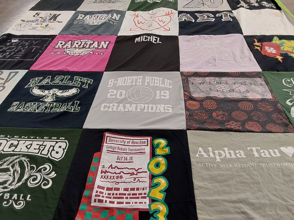 T-shirt quilt featuring hazlet basketball, b-north public by Tiffany from NJ