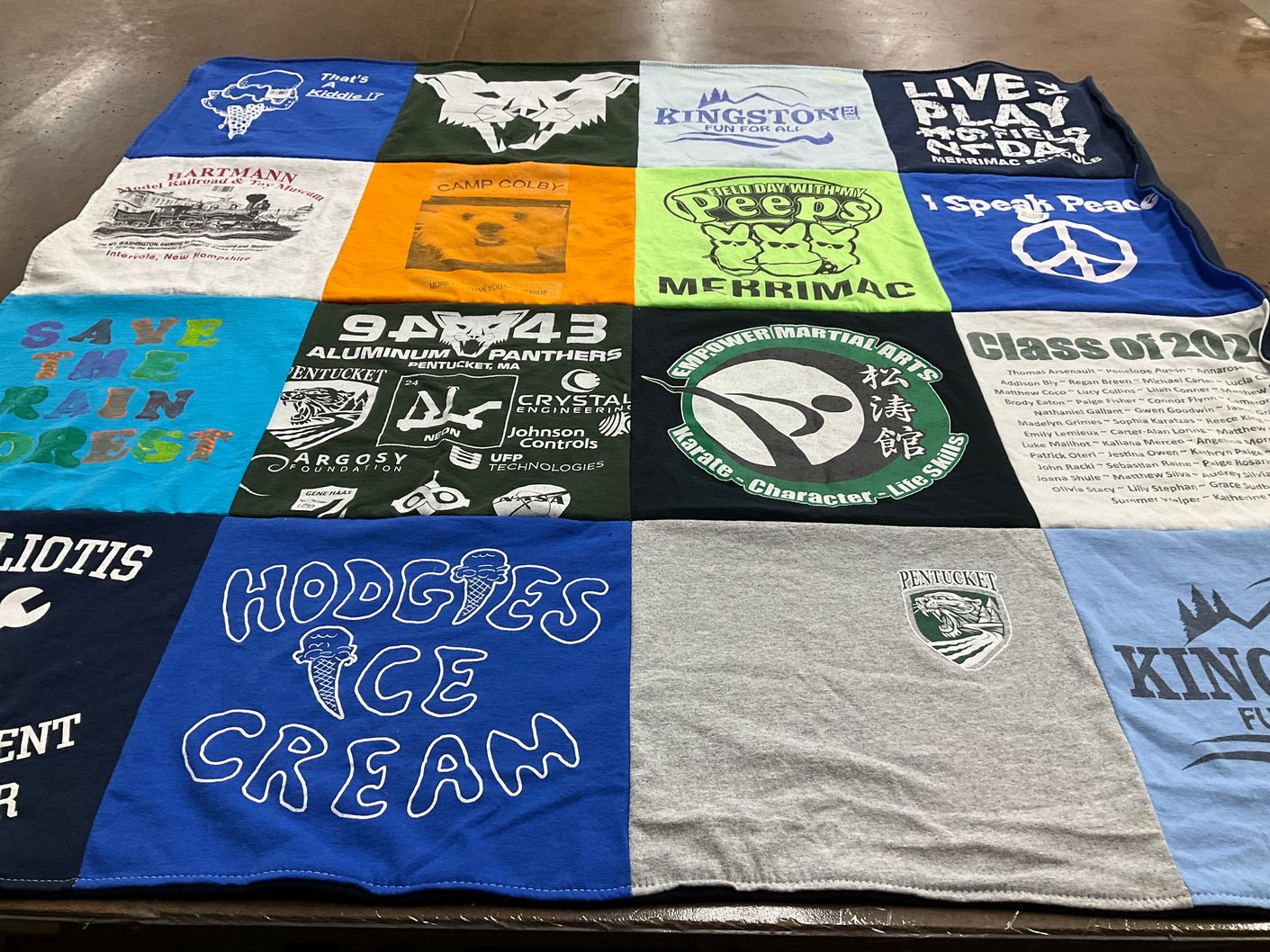 T-shirt quilt featuring pentucket panthers by Julie from MA