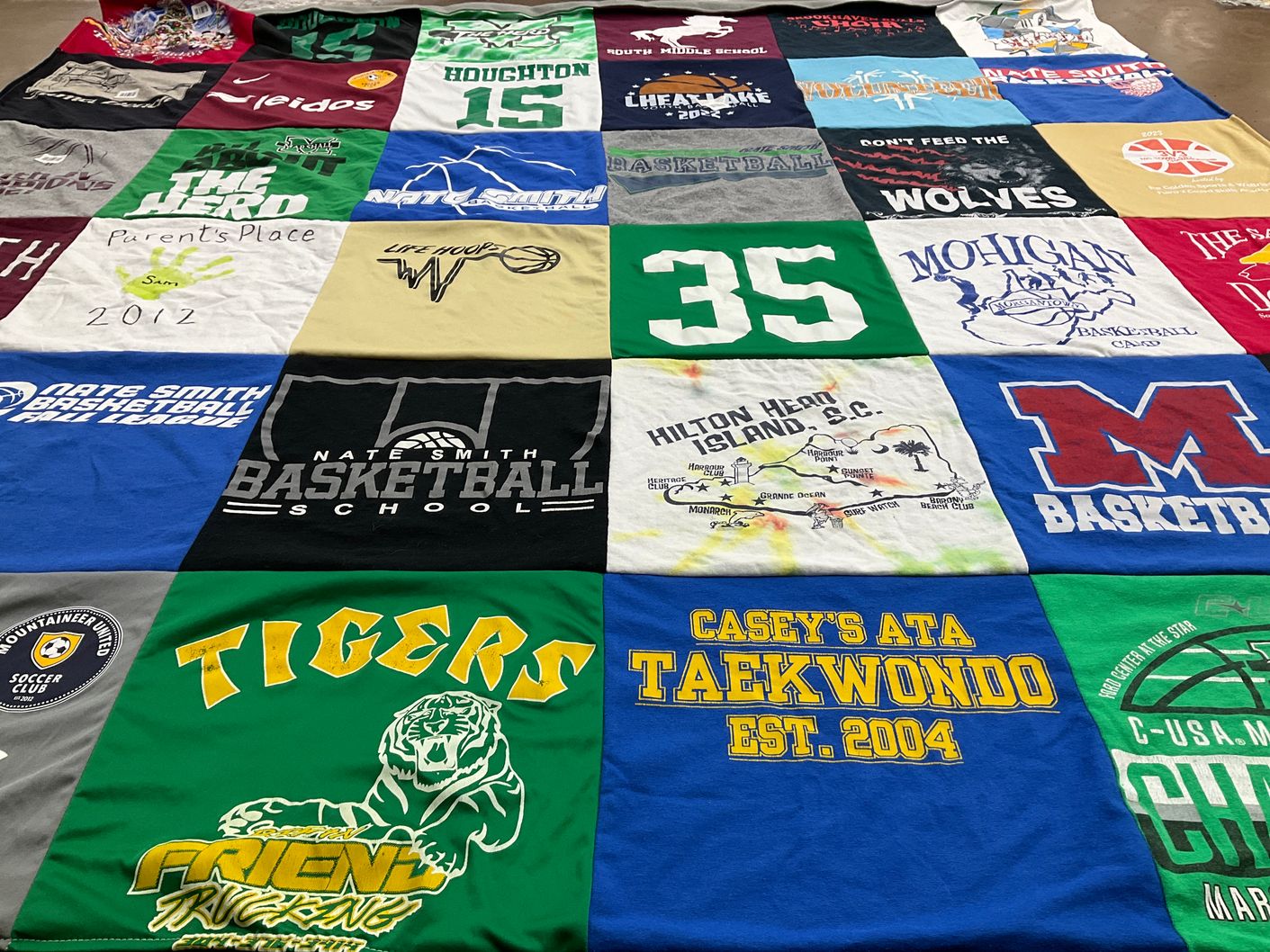 T-shirt quilt featuring tigers basketball by Sarah from WV