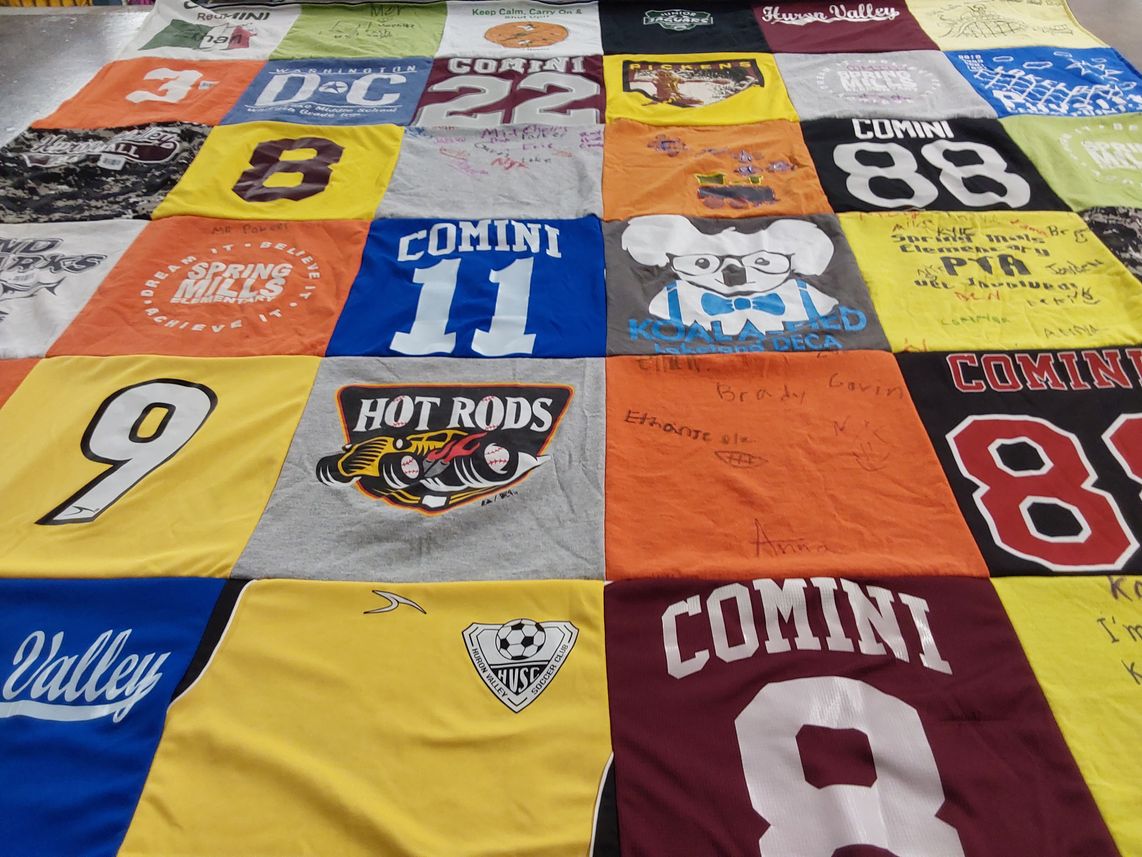 T-shirt quilt featuring hs socccer club by Kelly from MI