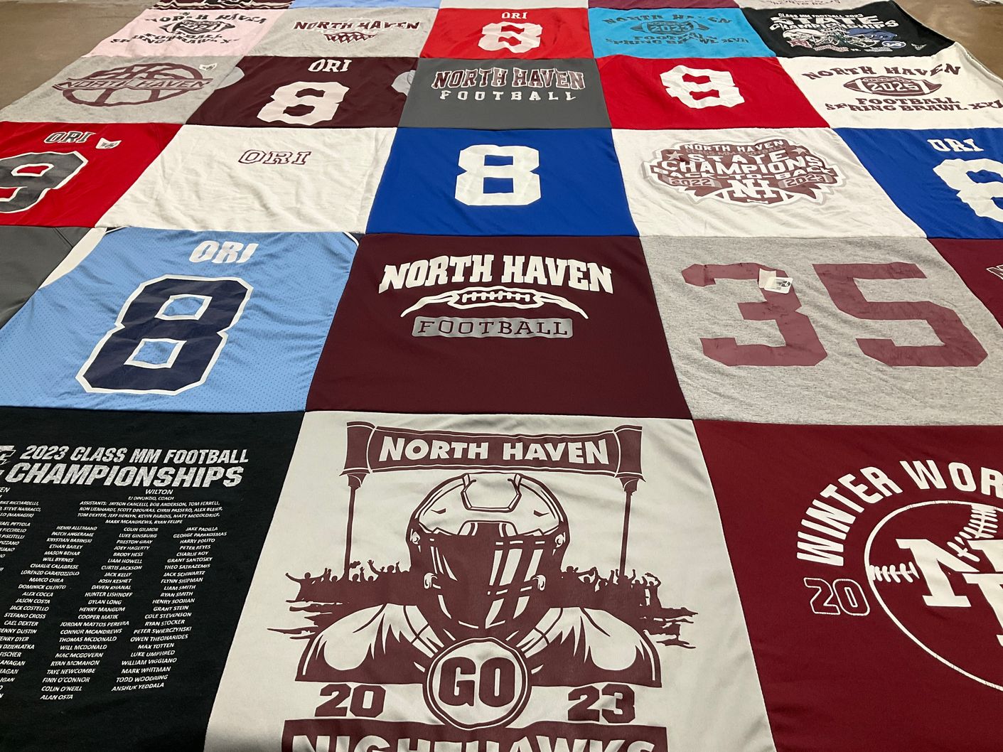 T-shirt quilt featuring north haven nighthawks by Heather from CT