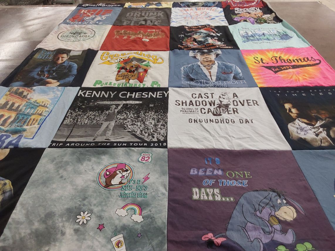 T-shirt quilt with country music, festivals themes by Samantha from MS
