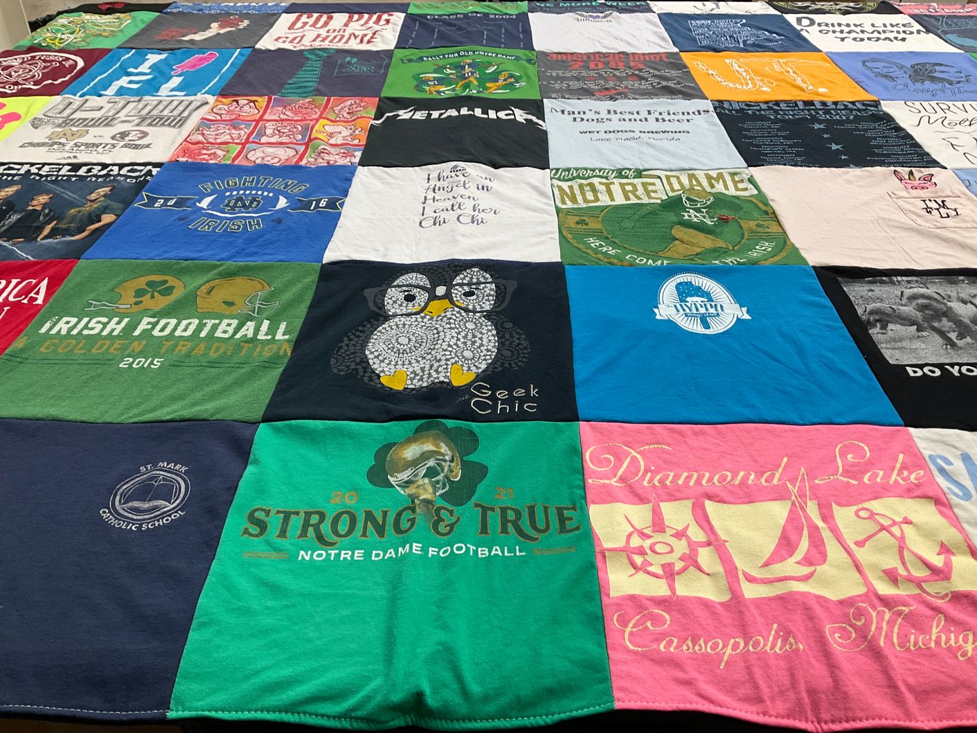 T-shirt quilt featuring notre dame football by Joan from FL