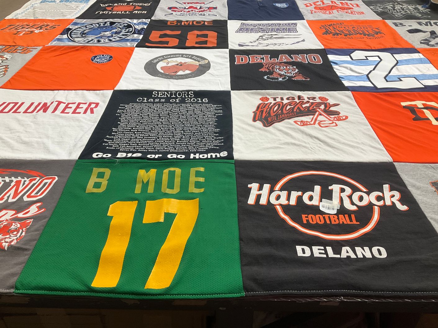 T-shirt quilt featuring delano tigers football by Cindy from MN
