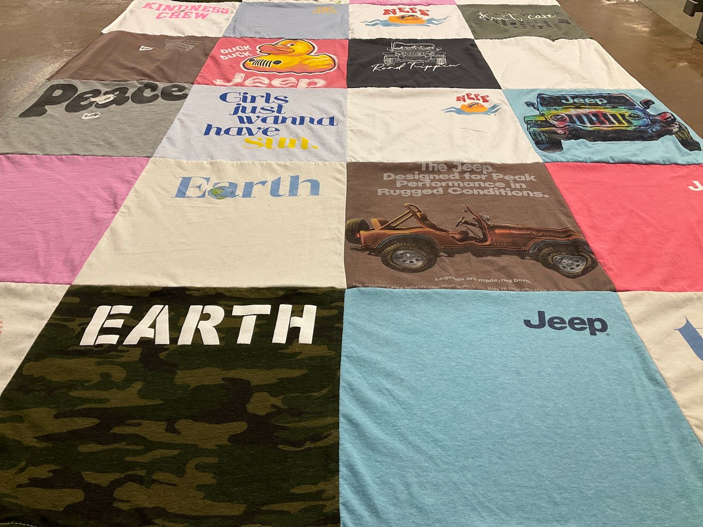 T-shirt quilt with environment, outdoors themes by Janice from MD