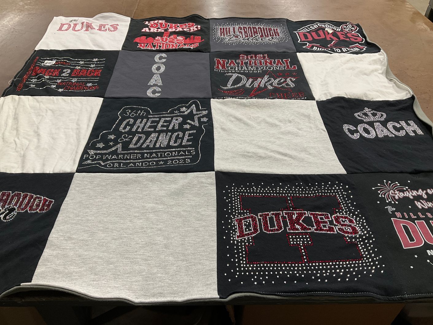T-shirt quilt featuring hillsborough high school dukes by Jennifer from NJ