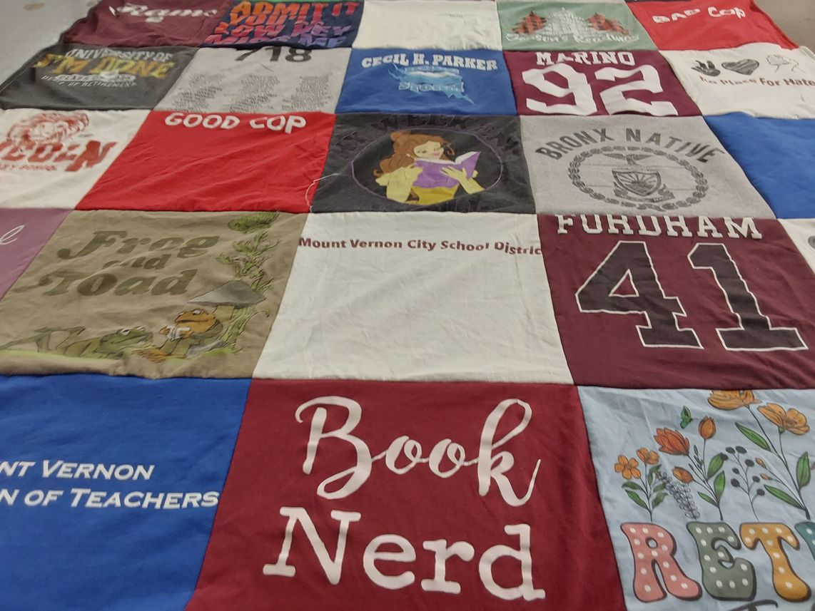 T-shirt quilt from fordham university, st joseph's university by Laura from NY