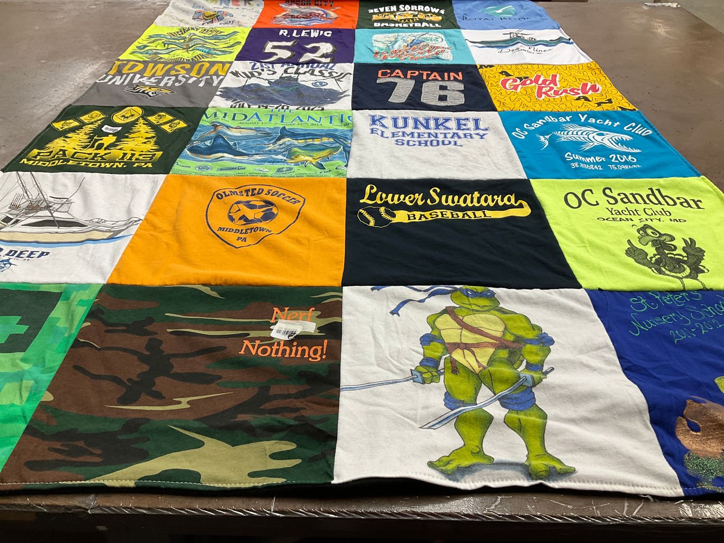 T-shirt quilt featuring lower swatara baseball, olmsed soccer by Donna from MD