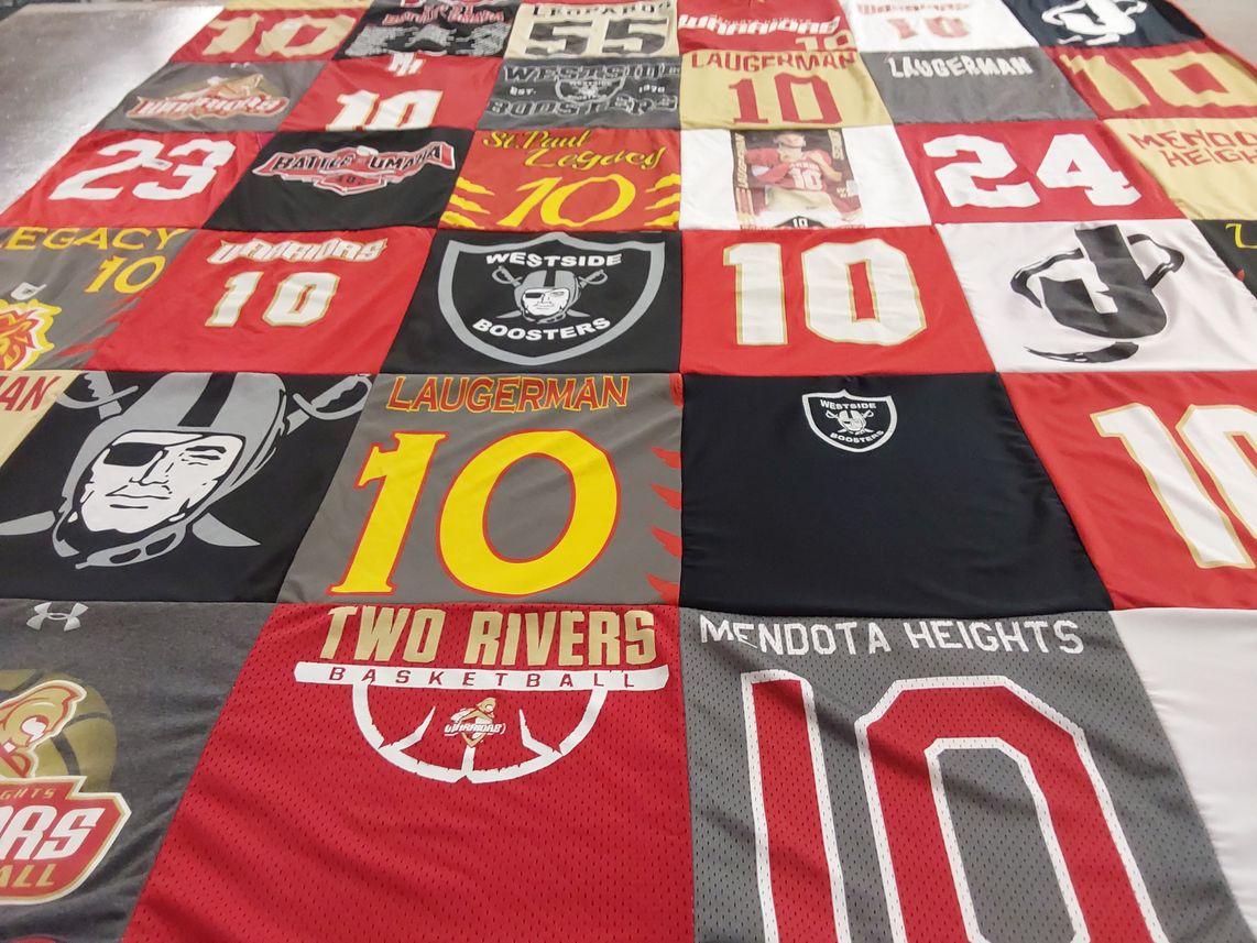 T-shirt quilt featuring two rivers basketball, westside boosters by John from MN