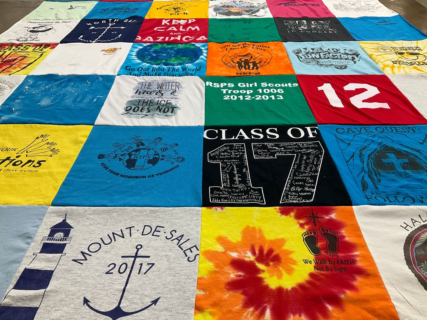 T-shirt quilt from mount de sales academy by Natalie from MD