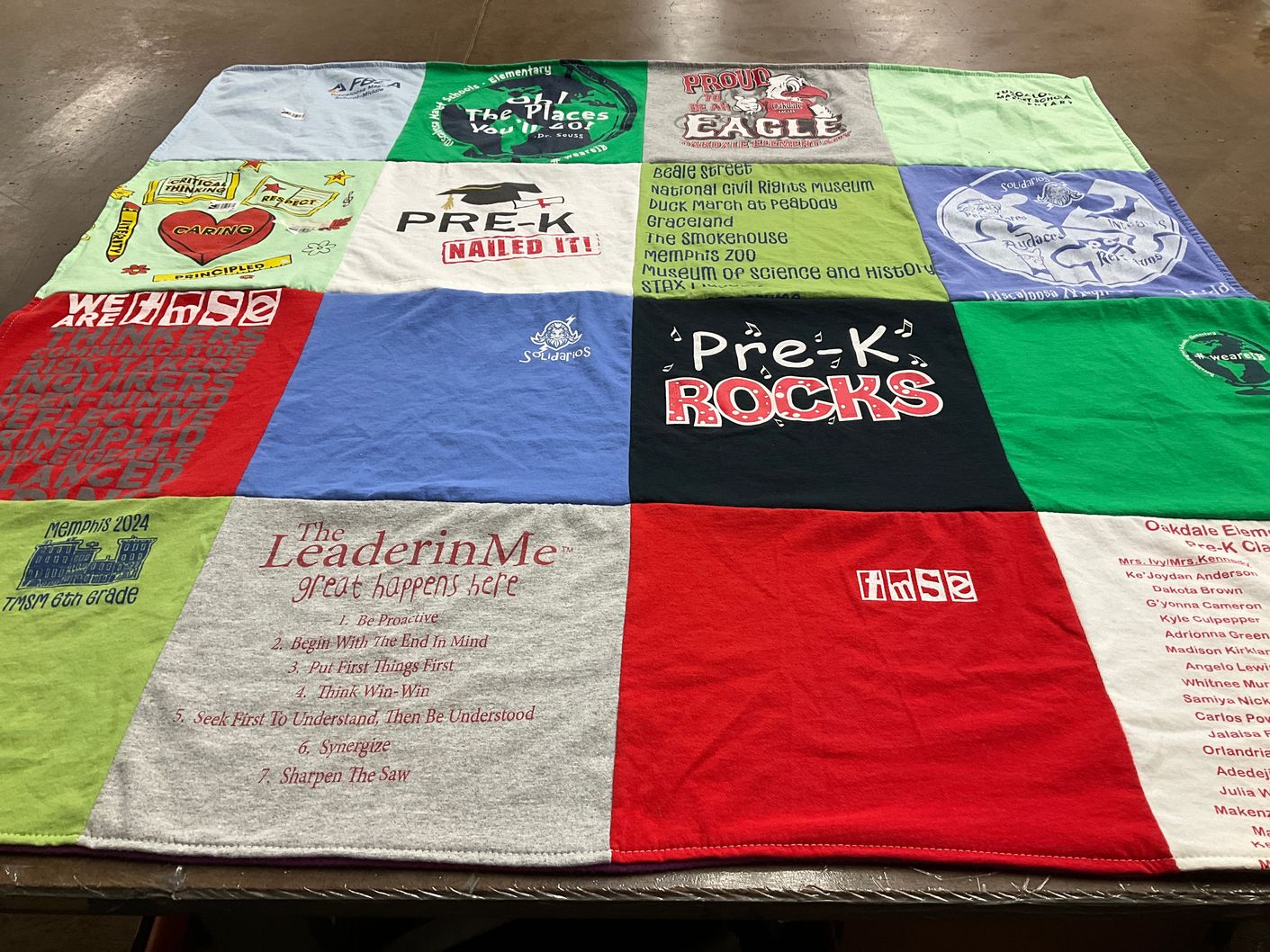 T-shirt quilt from oakdale elementary school by Andrea from AL