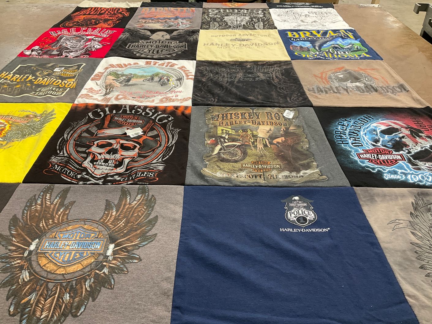 T-shirt quilt with motorcycles themes by Peggy from OK
