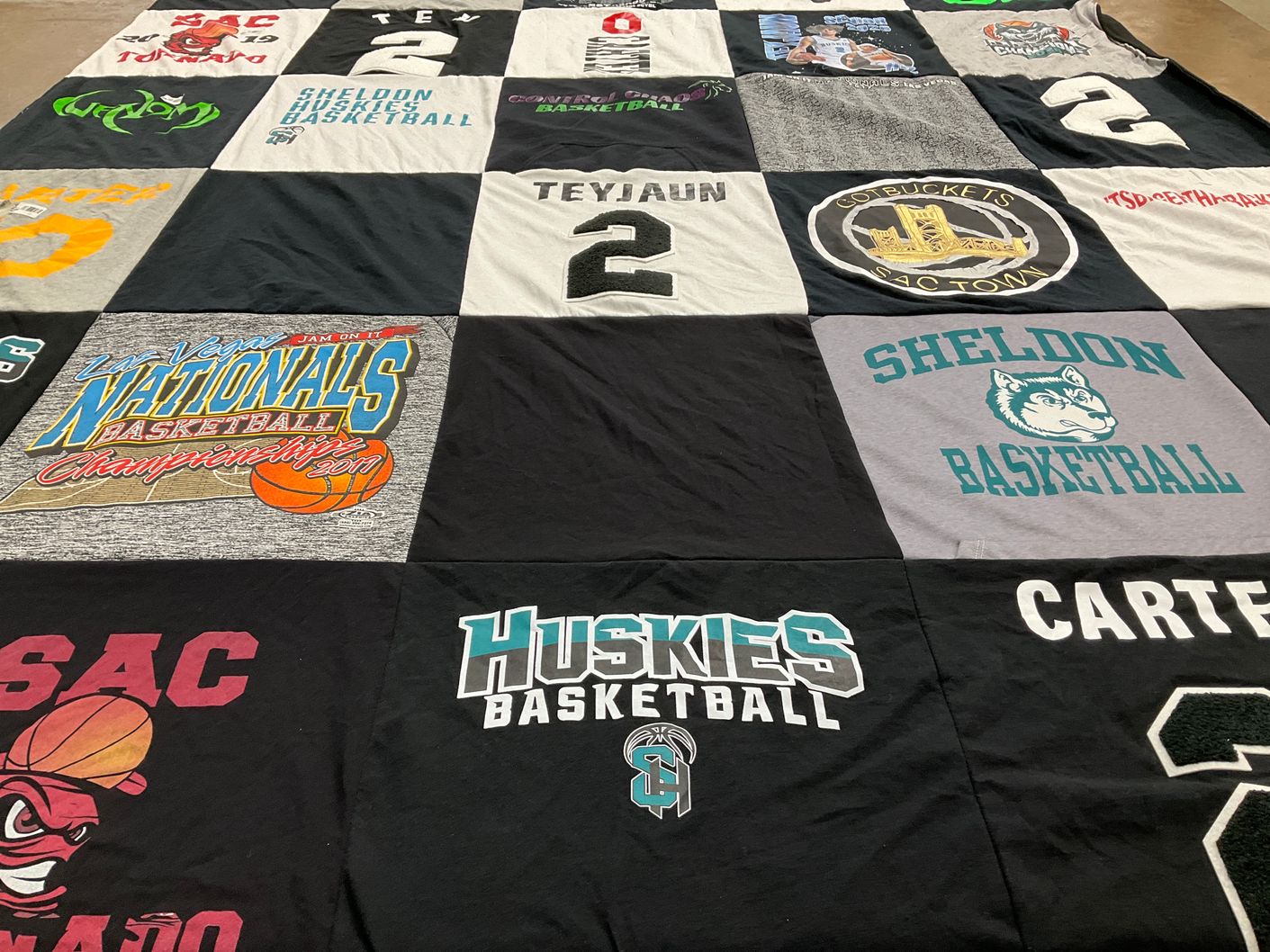 T-shirt quilt featuring sheldon high school huskies basketball by Cindy from CA