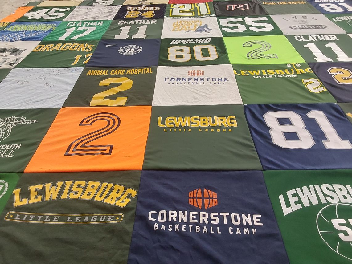 T-shirt quilt with basketball, sports themes by Janine from PA
