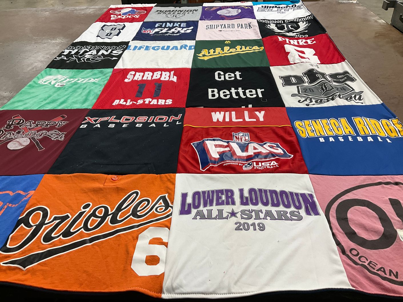 T-shirt quilt featuring dominions baseball, explosion baseball by Ellie from VA