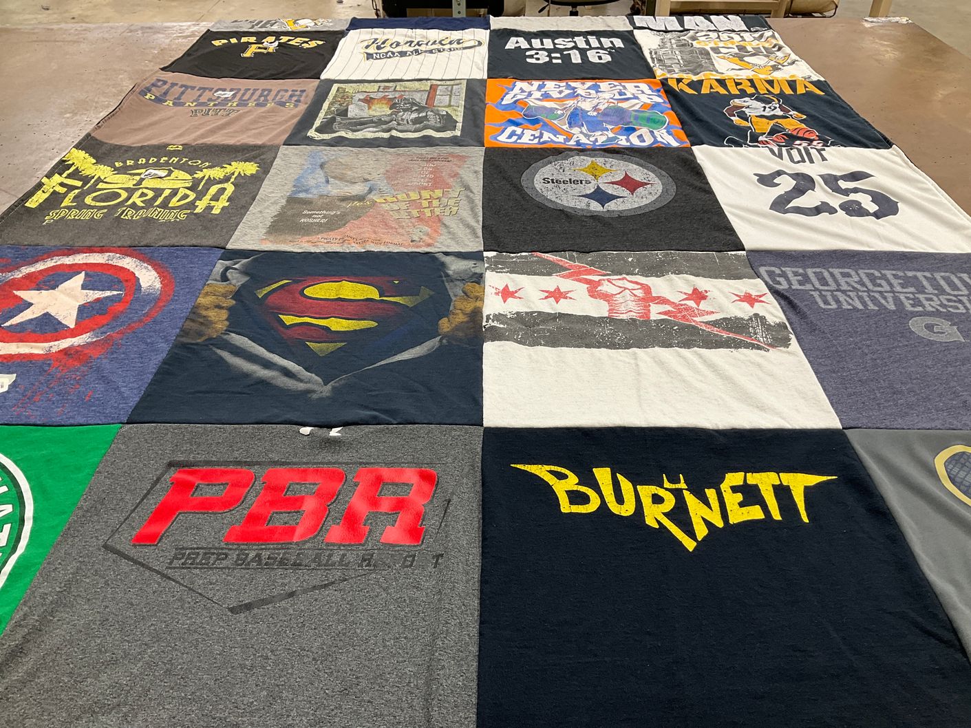 T-shirt quilt featuring pittsburgh pirates, pittsburgh steelers by jodi from PA
