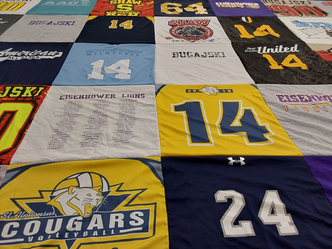 T-shirt quilt featuring eisenhower lions, eisenhower tennis by Michelle from WI