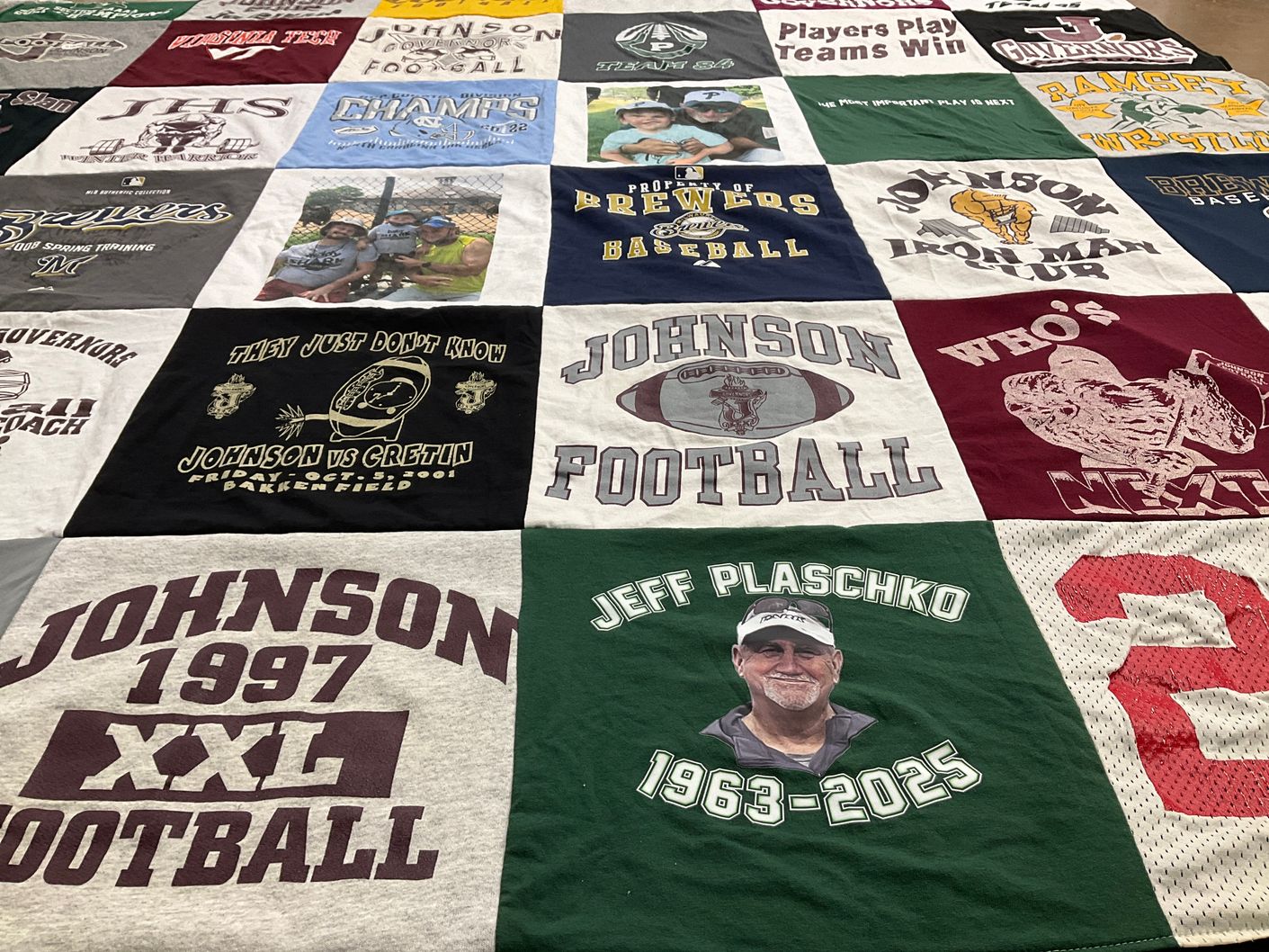 T-shirt quilt featuring johnson football by Jacqueline from WI