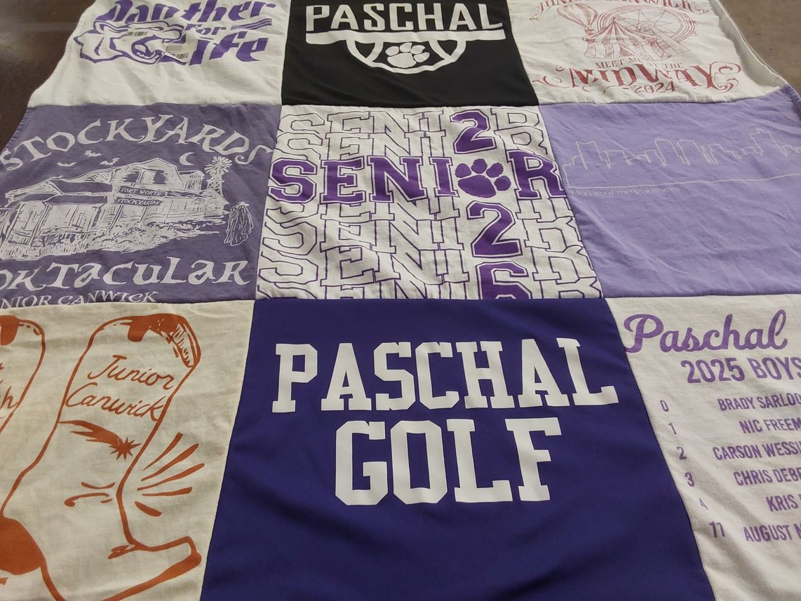 T-shirt quilt featuring paschal golf team by Kristen from TX