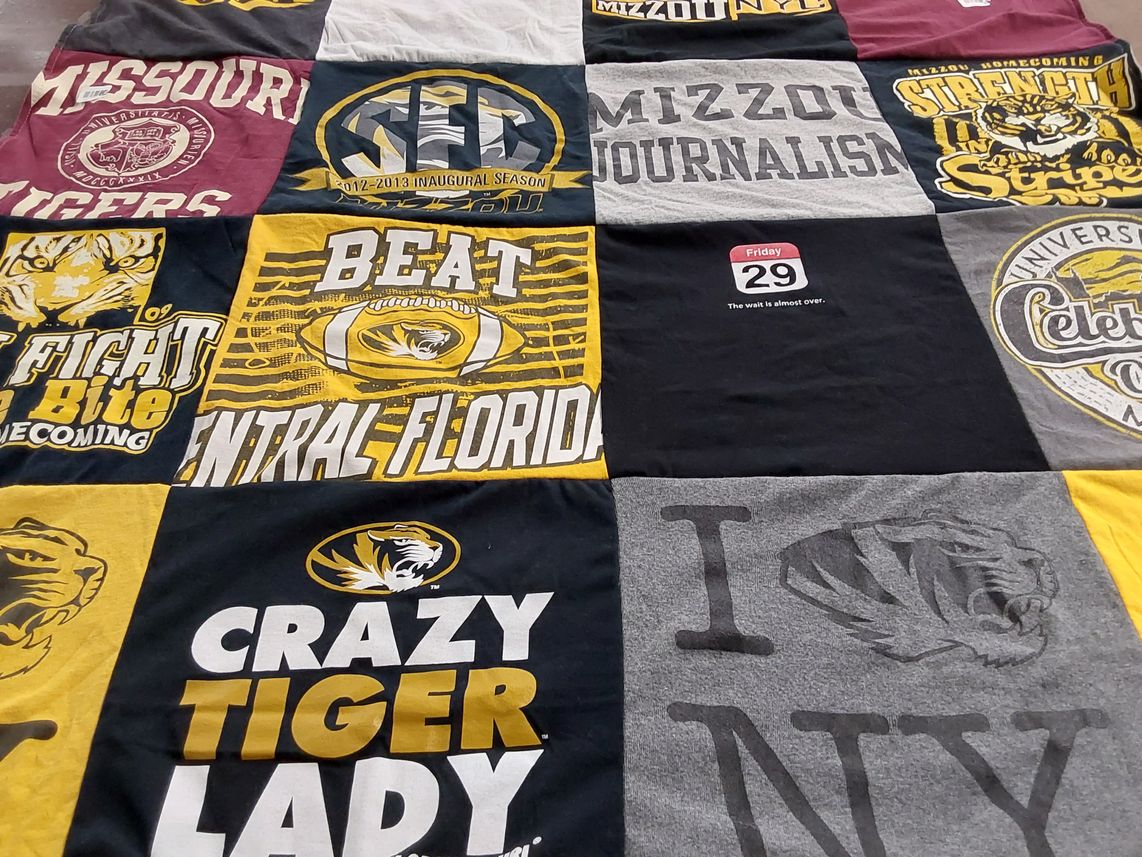 T-shirt quilt featuring missouri tigers by Taryn from NY