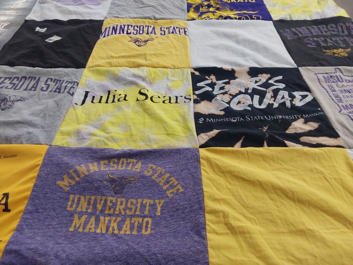 T-shirt quilt from minnesota state university mankato by Abby from MN