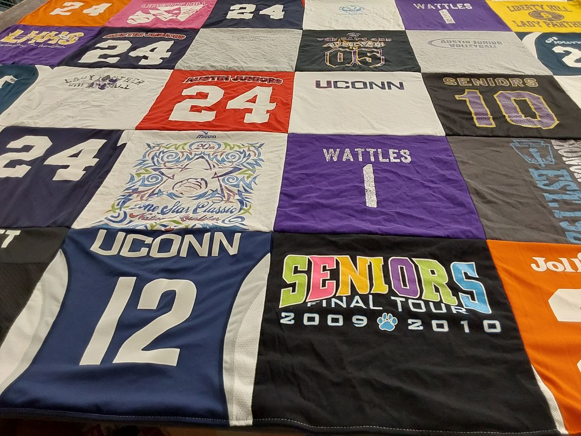 T-shirt quilt from university of connecticut by Sandy from TX