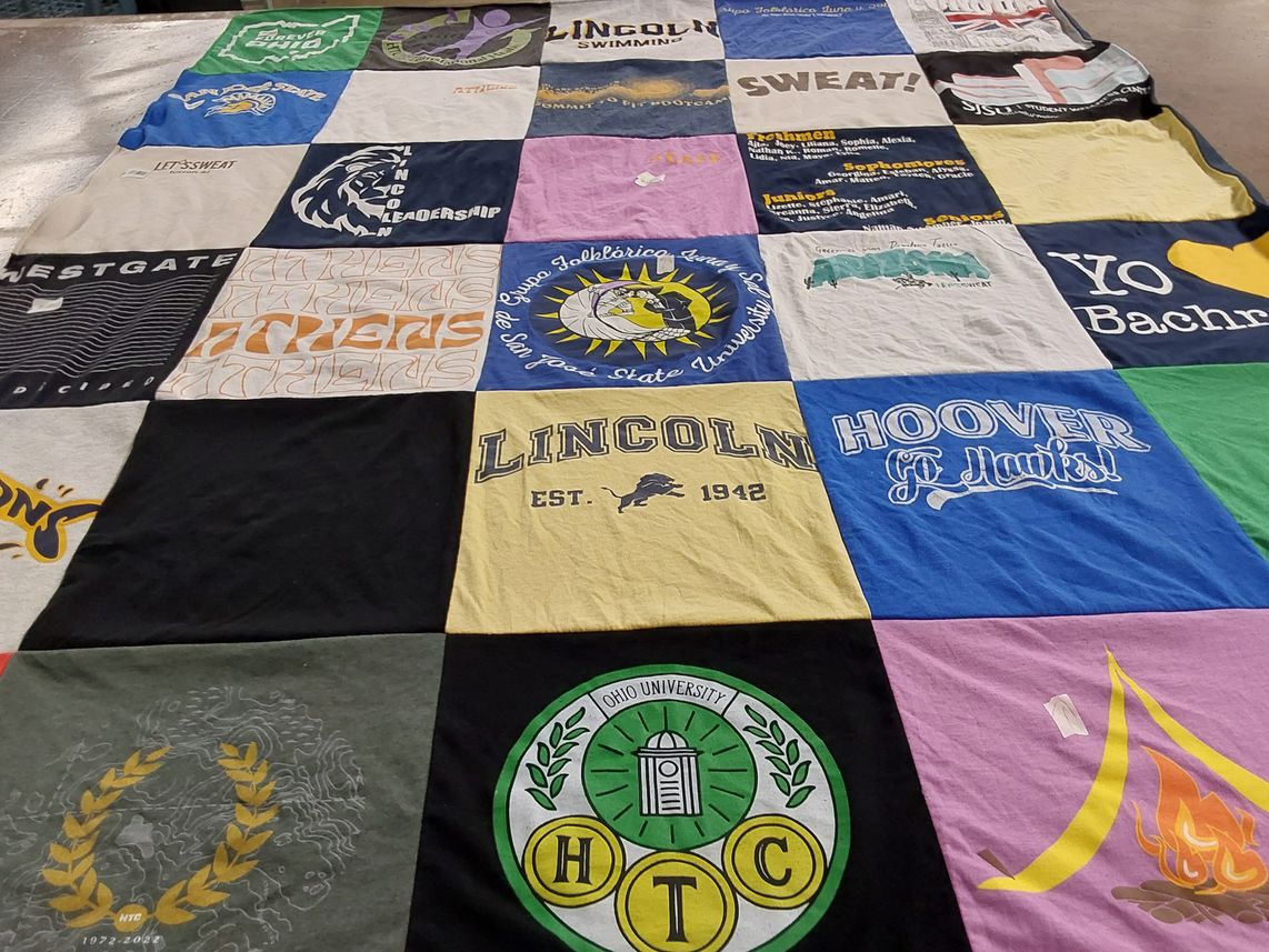 T-shirt quilt featuring hoover high school by Heidi from CA