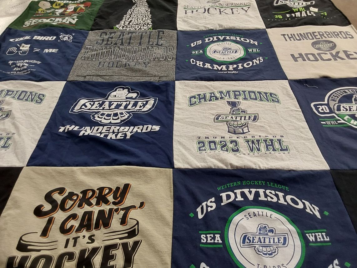 T-shirt quilt featuring seattle thunderbirds, thunderbirds by Tracie from WA