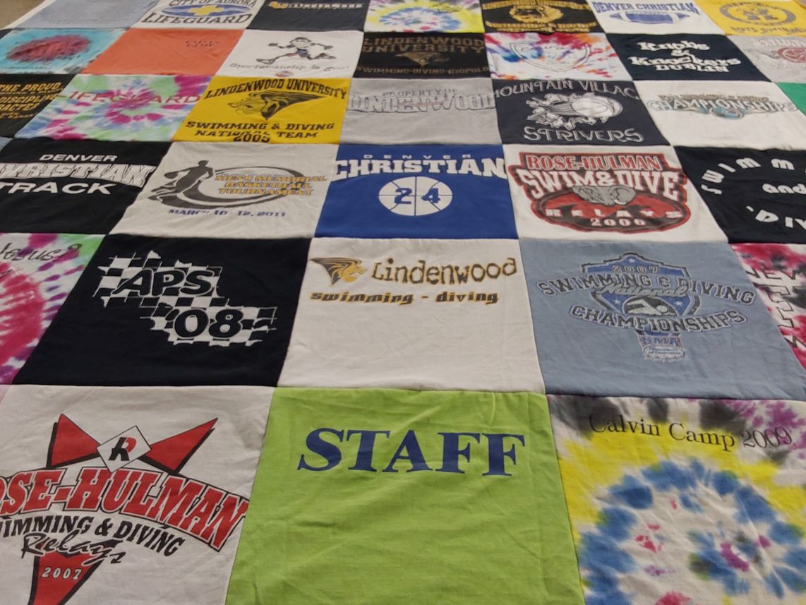 T-shirt quilt from lindenwood university, rose-hulman institute of technology by susan from CO